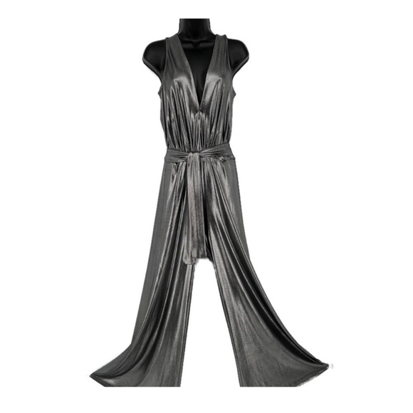 Analili Metallic Silver Disco Jumpsuit Size S/M NWT - Picture 3 of 7